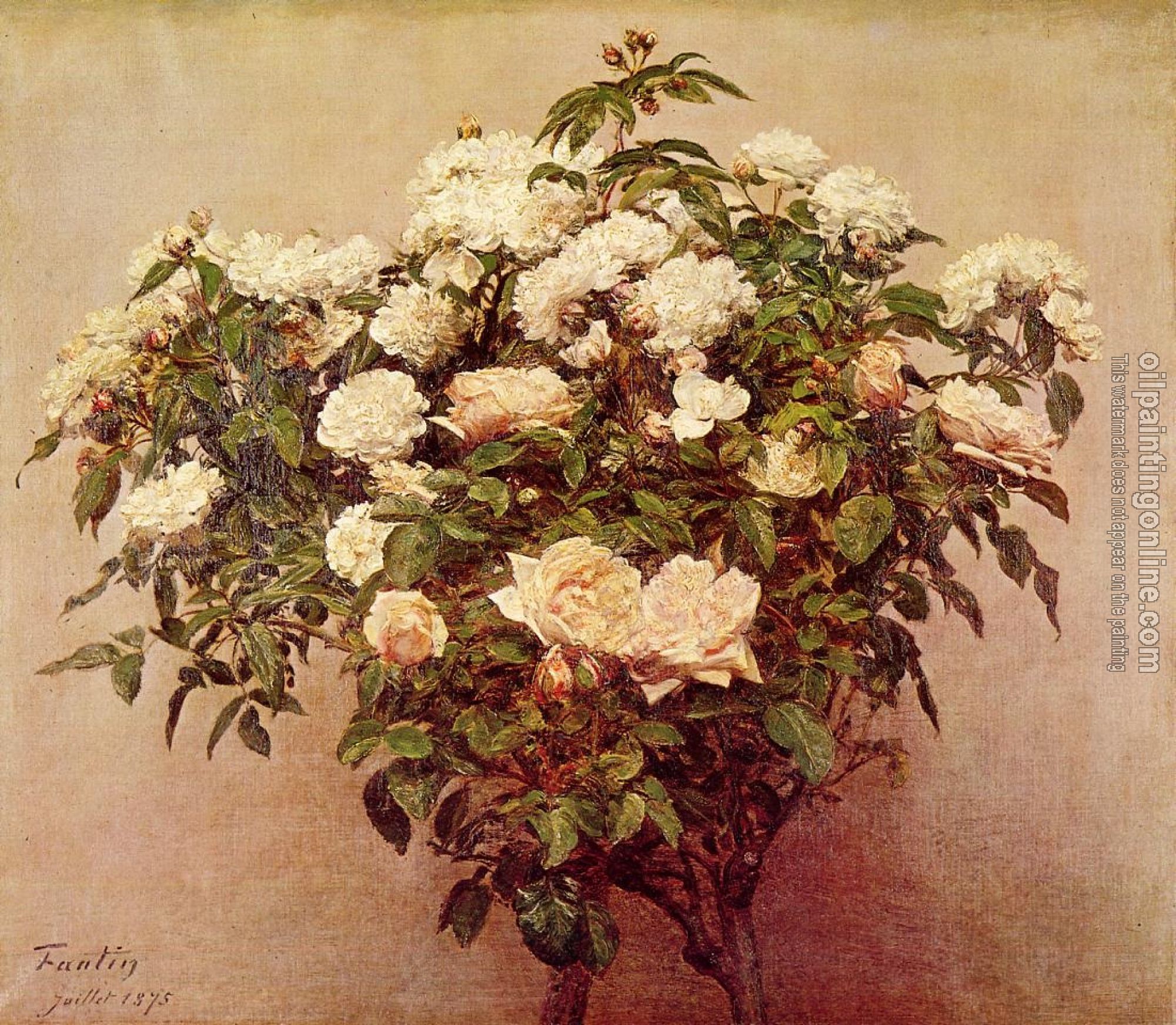 Fantin-Latour, Henri - Rose Trees - White Roses